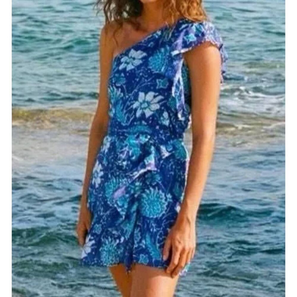 Desert Queen: The Nandi Mini Dress in blue floral sz 34/US 2